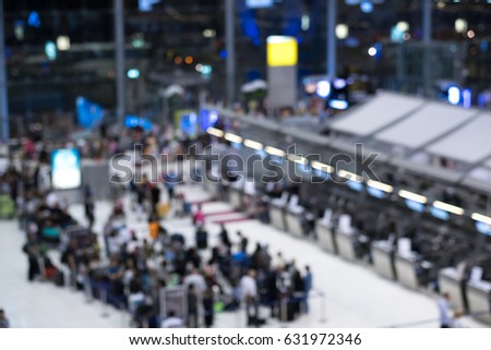 blurry check-in counter in modern airport