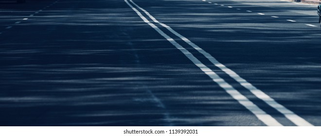 Blurry City Streets With Road Sign Isolated Unique Background Photo