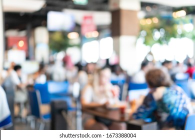 Blurry Of Crowded Food Court On Lunch Time