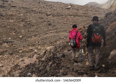Blurry and de focused image of the climbers passed the slamet mountain climbing route, the highest mountain in central Java - Indonesia, Mount Slamet, Central Java 2018