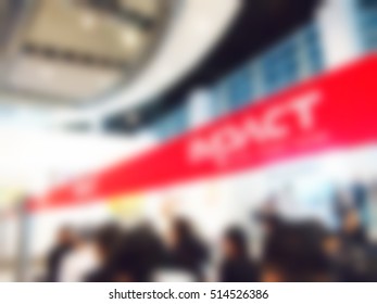 Blurry focus scene of queue line stand.
