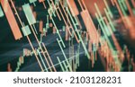 Blurry growing digital graph interface over dark blue background. Concept of stock market and financial