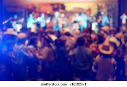 Blurry Image In Cowboy Night Party Concert.