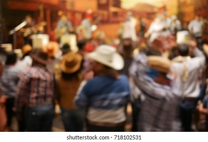 Blurry Image In Cowboy Night Party Concert.