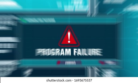 Blurry inscriptions system failure appear on the computer screen because of program error. Flickering video signal interference and digital glitch.