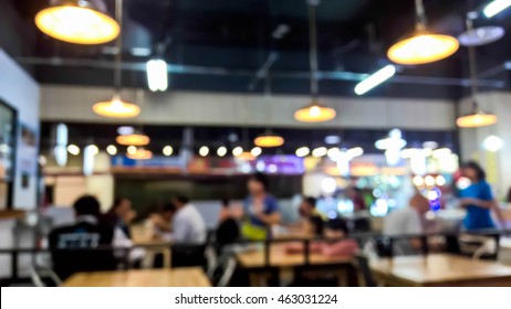 Blurry Interior Scene Of Restaurant And Bar 