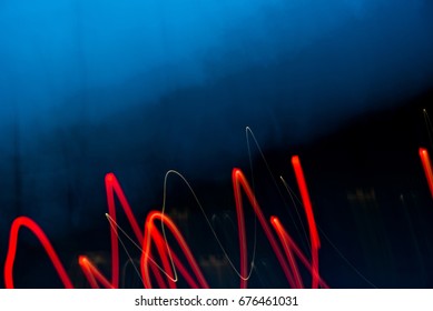 Blurry light effect from small size of multicolor lightbulb on dark background represent the abstract concept related idea.
