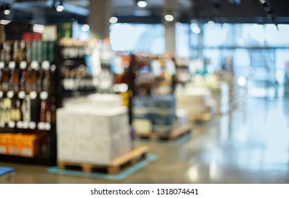 Blurry Liquor Store. Defocused Alcohol Shop Background