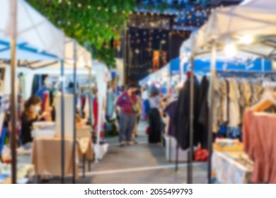 The Blurry Market Fair Environment Around Shopping Community And Market Place Located In Asia.