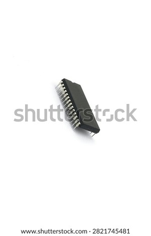 A blurry microcontroller on a white background. An archaic concept of technological advancement.