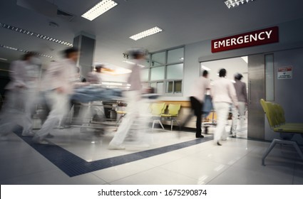 Blurry movement of nurses and doctors working in the hospital / soft focus and long speed shutter technique.New corona virus (novel Coronavirus 2019 disease,COVID-19,nCoV).