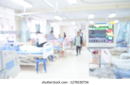 Blurry Patient And Treatment At Ward In The Hospital 