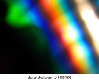 Blurry Photograph Of A Rainbow Light Leak, Bright And Colorful Abstract Background