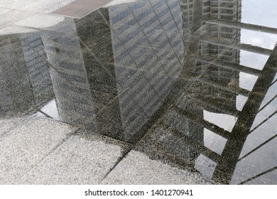 Blurry reflection shadow of building