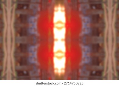Blurry sci fi light core kaleidoscope with glowing red energy and futuristic abstract corridor

