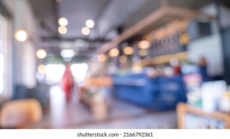 Blurry Shopping Mall Background Of Store Grocery. Blurred Background Shopping Mall Light Bokeh Business Event Retail Store. Blur Convention Hall Center Audience Present Display Goods Shelf Products