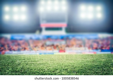 Blurry And Soft Focus Football Stadium And Stadium Arena Soccer Field Championship Win For Background