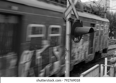 Blurry train passing by