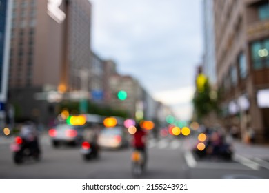 Blurry view of city street
