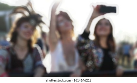 Blurry view a group of young millenials  people  who are celebrating a colleague's birthday - Shutterstock ID 1614146212