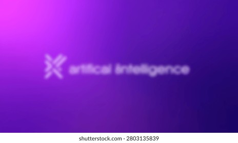 A blurry violet gradient background featuring the words artificial intelligence and a white abstract symbol