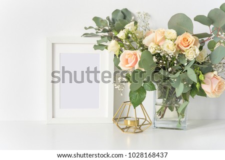 Blush wedding bouquet with roses