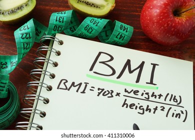 BMI Body Mass Index (English Or Imperial Formula) Written On A Notepad Sheet.