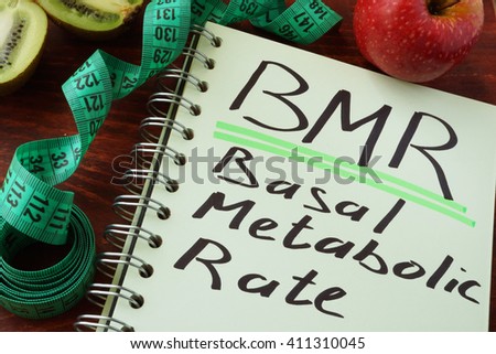 BMR Basal metabolic rate written on a notepad sheet.