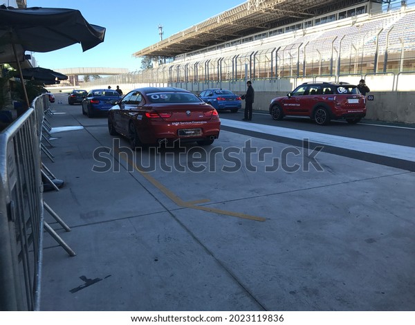 BMW, cars lined up, sunny day. BMW M Power Tour.\
Autodromo José Carlos Pace or Autodromo de Interlagos. São Paulo -\
São Paulo - August 2017.