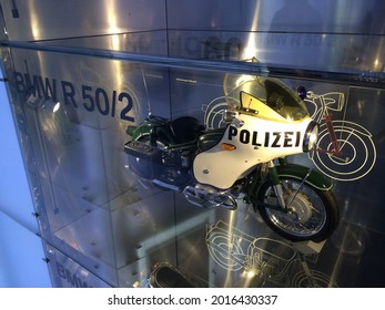 BMW R50 2 Motorcycle, Polizei, Year 1960. BMW Museum - Munich - Germany - June 2014.