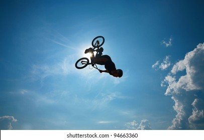 BMX Rider Performing Air Trick 