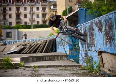 BMX Rider Performing Air Trick 