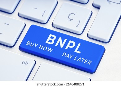 BNPL Or Buy Now Pay Later Message On Blue Computer Keyboard Key