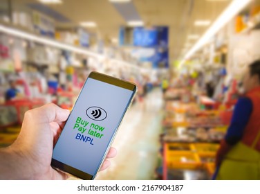 BNPL or Buy now pay later online shopping concept. - Shutterstock ID 2167904187