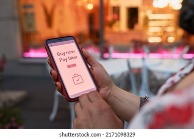 BNPL Buy now pay later online shopping service on smartphone. Online shopping. Paying after delivery. Complete the payment after purchase at no added cost. Payment after credit check. Afterpay service - Shutterstock ID 2171098329