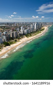 Boa Viagem Beach, Recife, Pernambuco, Brazil on March 1, 2014. The most famous urban beach in the city, approximately eight kilometers long. Aerial view. - Shutterstock ID 1641189916