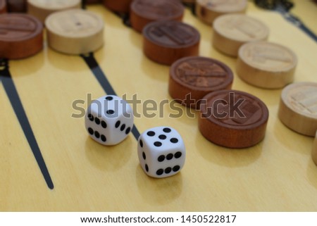 Board game backgammon and dice. 