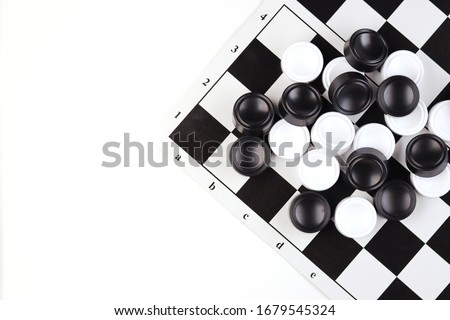 Board game checkers on a white background