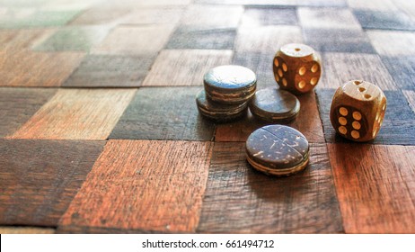 Board For A Game With Two Dices Which Show The High Point Of Five And Six Points.