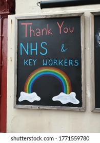 A Board On A Wall Thanking The NHS & Key Workers 