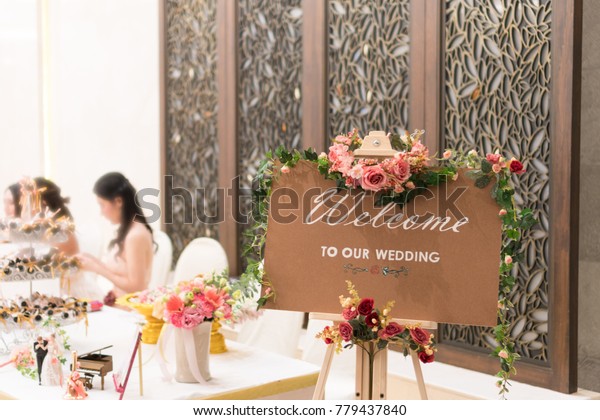 Board Sign Welcome Our Wedding On Royalty Free Stock Image