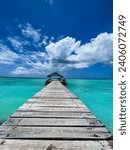 Board Walk with hut at Pigeon Point beach Tobago