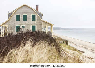 A Boarded Up Out Of Season House In Cape Cod, Massachusetts USA