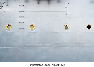 Boarding The Old Armored Cruiser. Illuminators And Staircase.