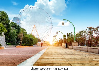 Boardwalk in the distance from the Ferris wheel
