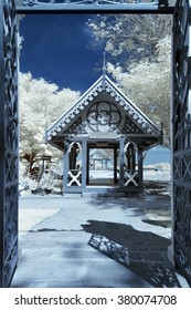 Boardwalk Hall In Temple ,Thailand  Taken In Near Infrared