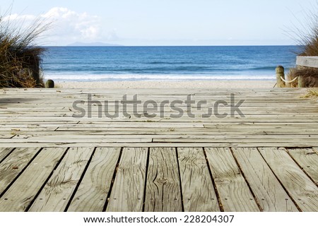 Boardwalk leading to beach scenery