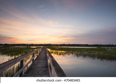 boardwalk and marsh in Pawleys Island, South Carolina
