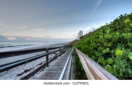 Boardwalk At Melbourne Beach At Sunrise