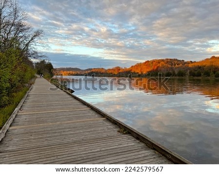 The boardwalk at Melton Lake drive was built along the Clinch River and goes under Edgemoor Road in Oak Ridge, Tennessee. This area is a national rowing venue.